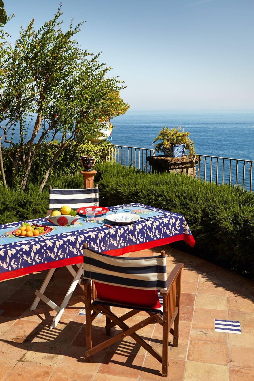 Lisa Corti telo cotone 180x270cm lisa corti x la minervetta blue pot sky Fornitura limitata