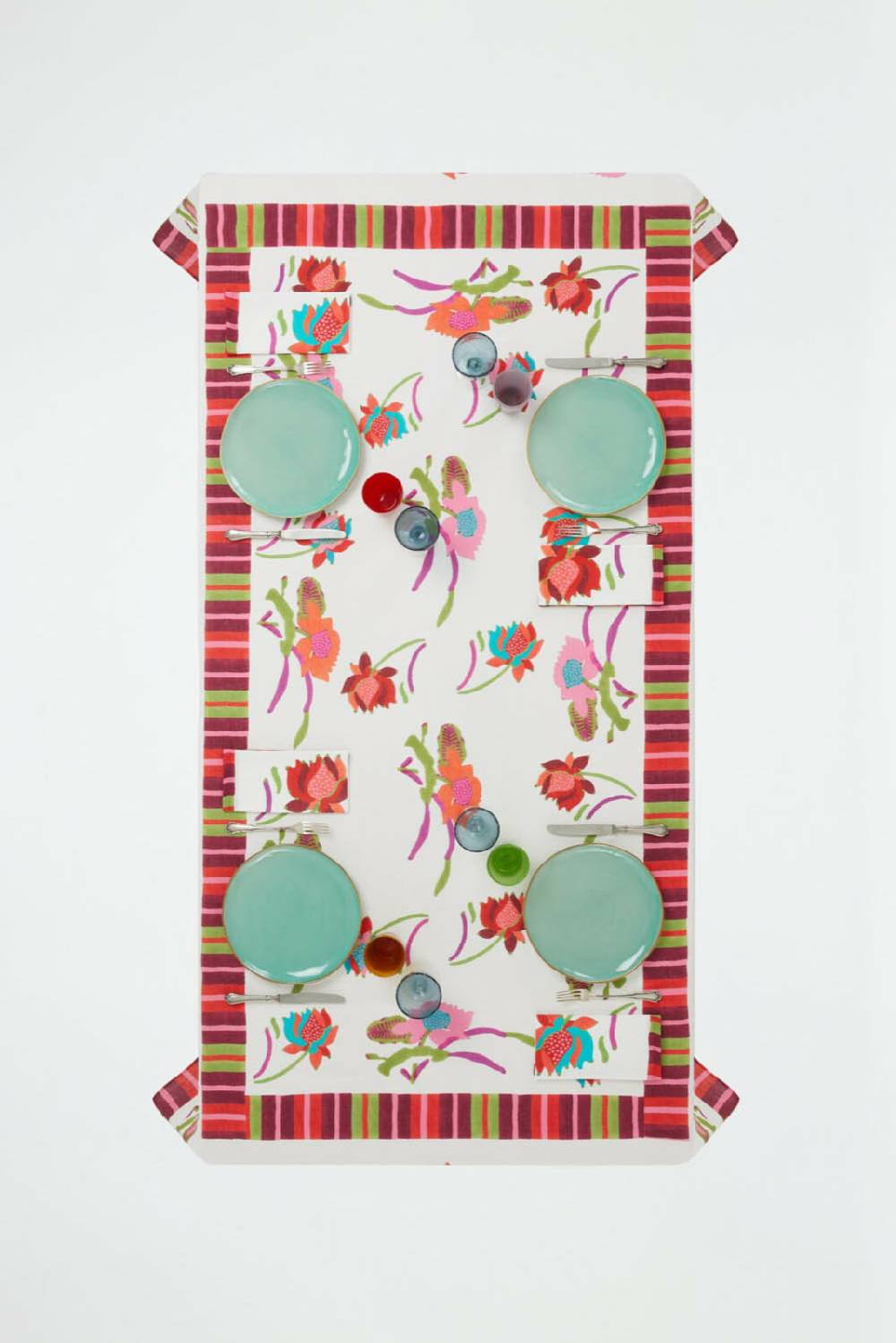 Lisa Corti telo lino 180x270cm japanese white red Offerta esclusiva