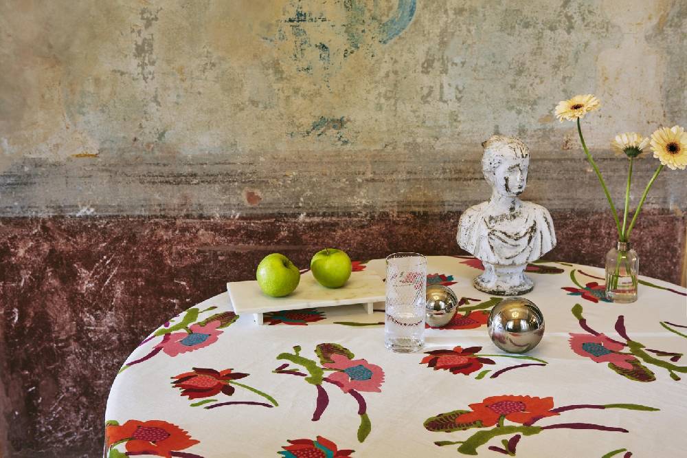 Lisa Corti telo lino 180x270cm japanese white red Offerta esclusiva