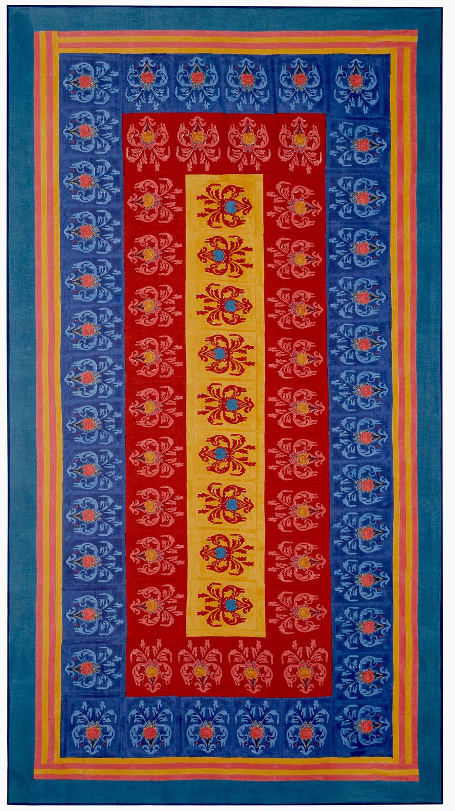Lisa Corti telo cotone 180x350cm brocade royal blue Offerta Giorno del Papà
