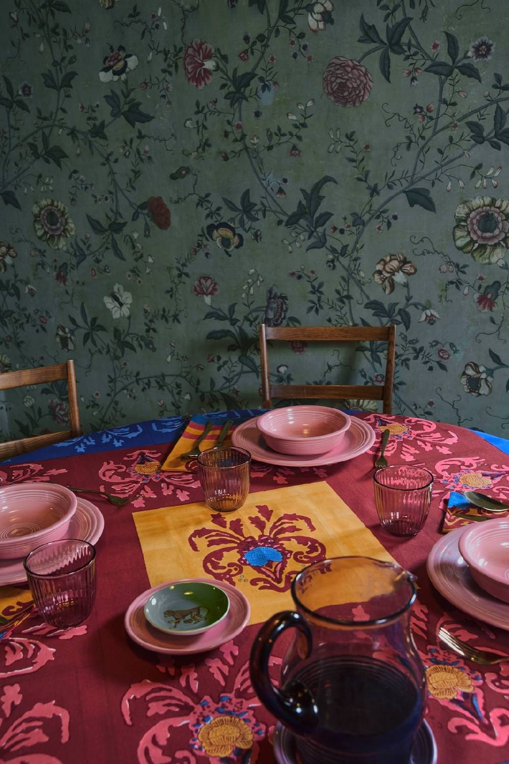 Lisa Corti telo cotone 180x350cm brocade royal blue Offerta Giorno del Papà
