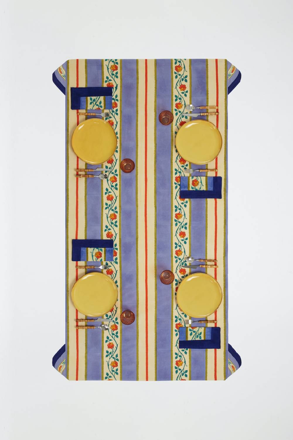 Lisa Corti telo cotone 220x350cm varanasi stripes pervinch Offerta migliore