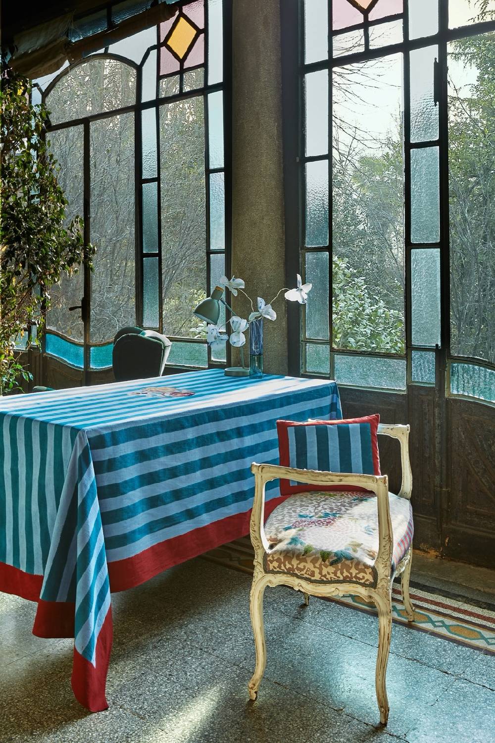 Lisa Corti telo cotone 220x350cm nizam stripes ferozi sugar Offerte stagionali
