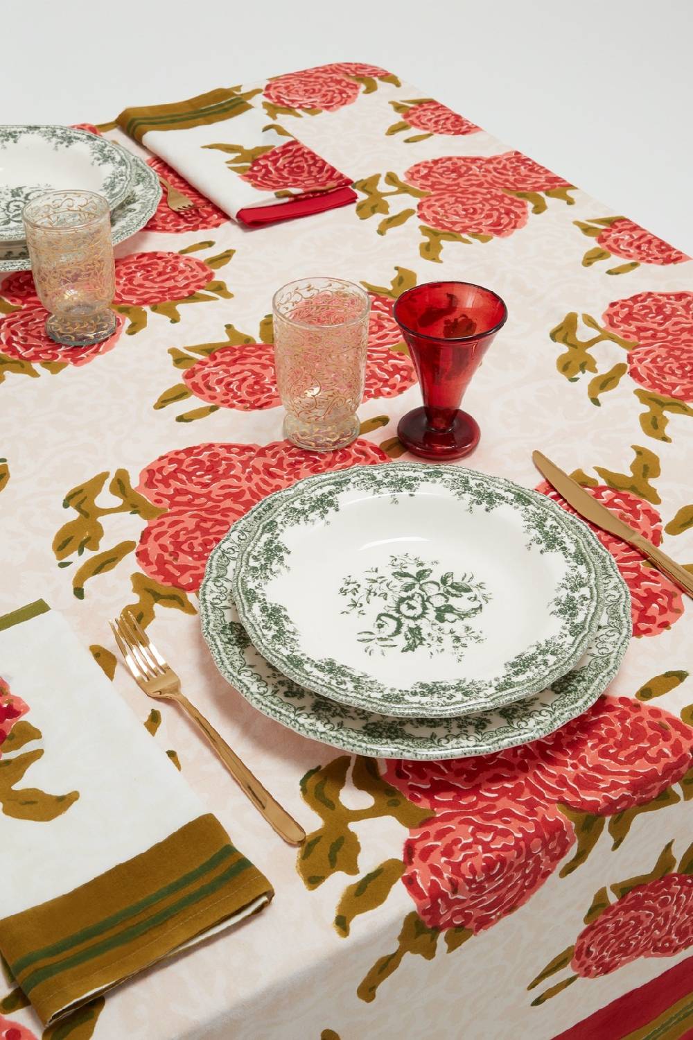 Lisa Corti telo cotone 220x220cm leopard bouquet red Offerte speciali