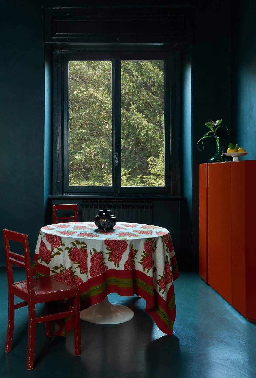 Lisa Corti telo cotone 220x220cm leopard bouquet red Offerte speciali