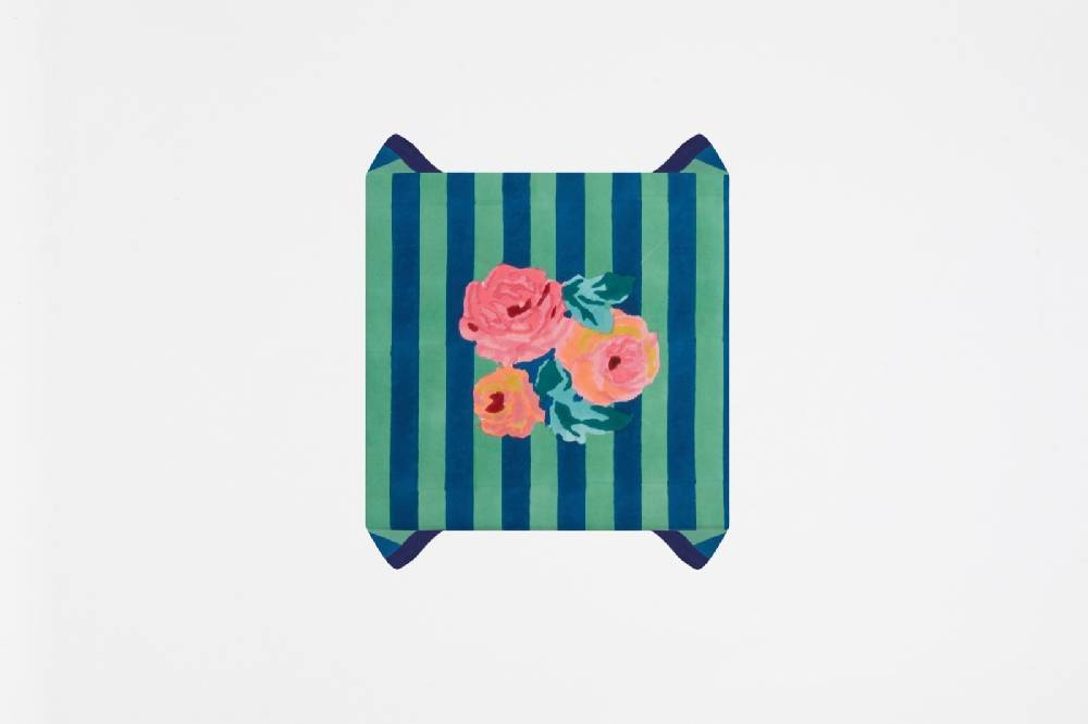 Lisa Corti telo cotone 110x110cm nizam stripes blue green Fino al 50% di sconto