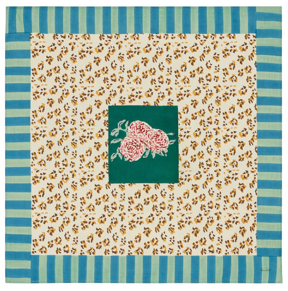 Lisa Corti telo cotone 110x110cm leopard stripes green Only for today