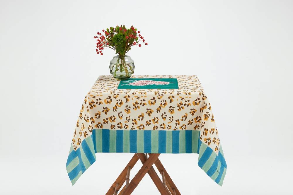 Lisa Corti telo cotone 110x110cm leopard stripes green Only for today