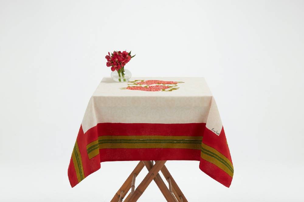 Lisa Corti telo cotone 110x110cm leopard bouquet red Sostegno trimestrale