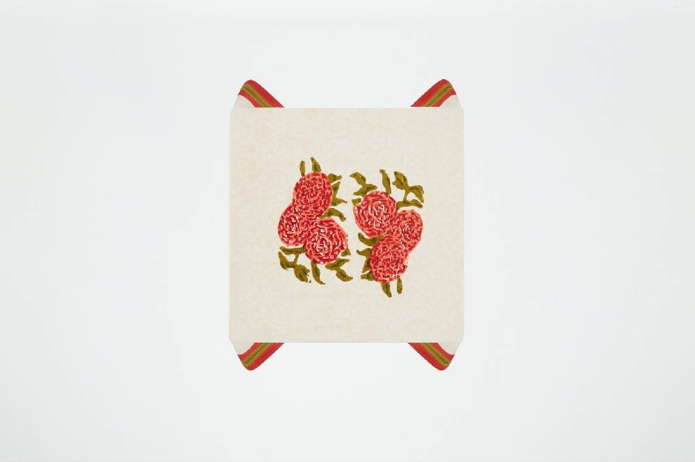 Lisa Corti telo cotone 110x110cm leopard bouquet red Sostegno trimestrale