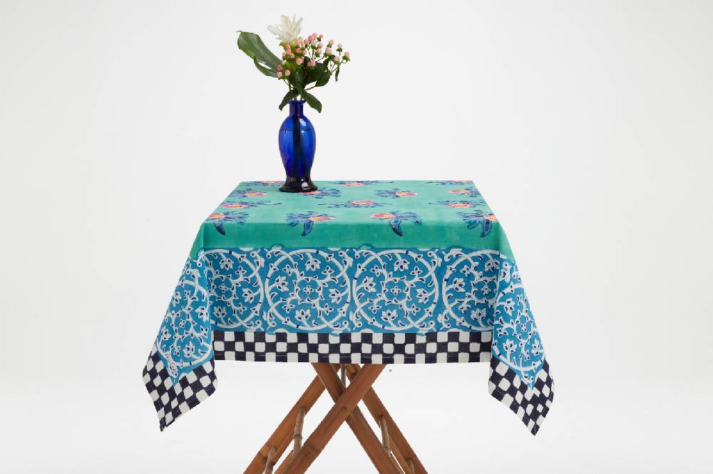 Lisa Corti telo cotone 110x110cm tiles green 50% di sconto con spedizione gratuita
