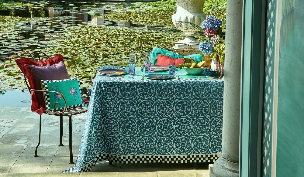 Lisa Corti telo cotone 110x110cm tiles green 50% di sconto con spedizione gratuita