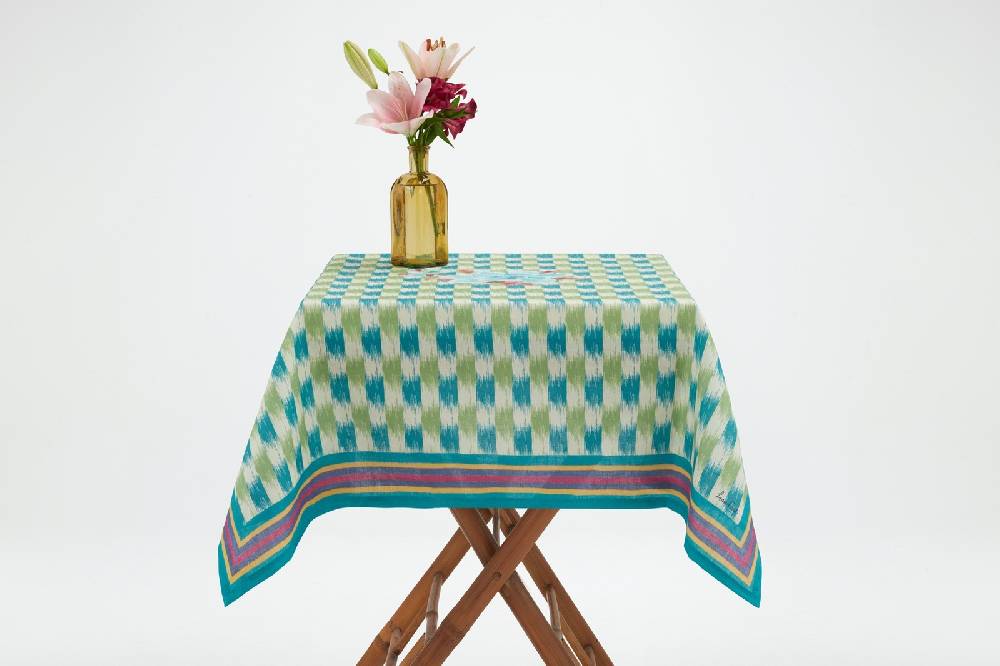 Lisa Corti telo lino 110x110cm veranda design peacock green Trasporto libero internazionale