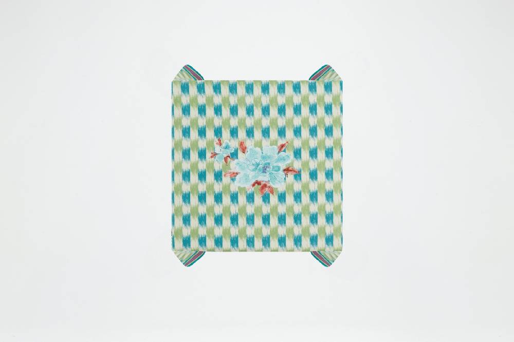 Lisa Corti telo lino 110x110cm veranda design peacock green Trasporto libero internazionale