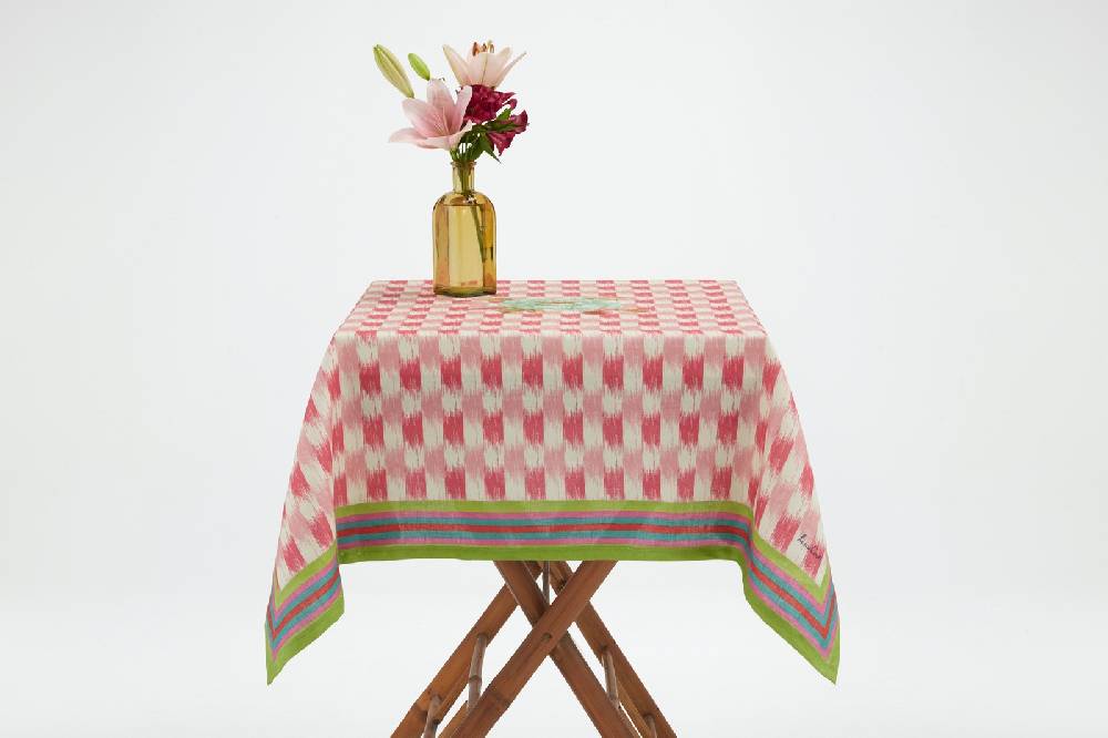 Lisa Corti telo lino 110x110cm veranda design magenta pink Officina