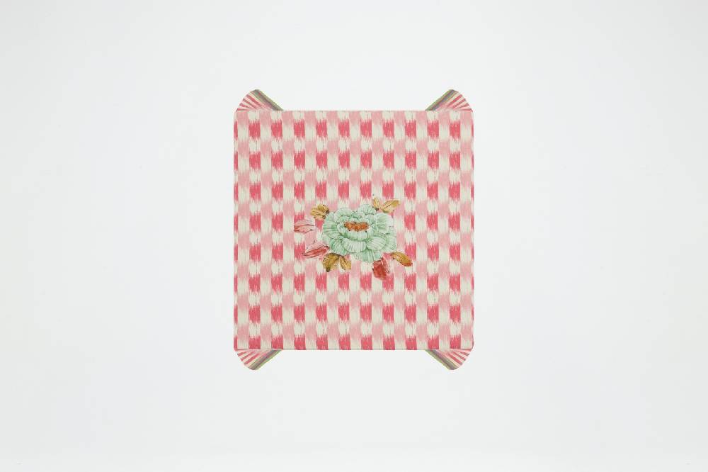 Lisa Corti telo lino 110x110cm veranda design magenta pink Officina