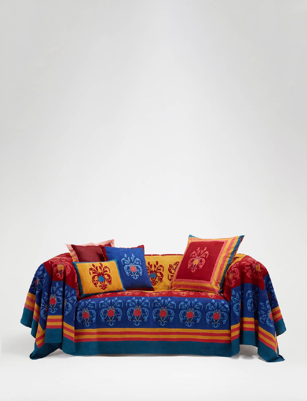 Lisa Corti telo cotone 220x270cm brocade royal blue Limitato a 3 giorni