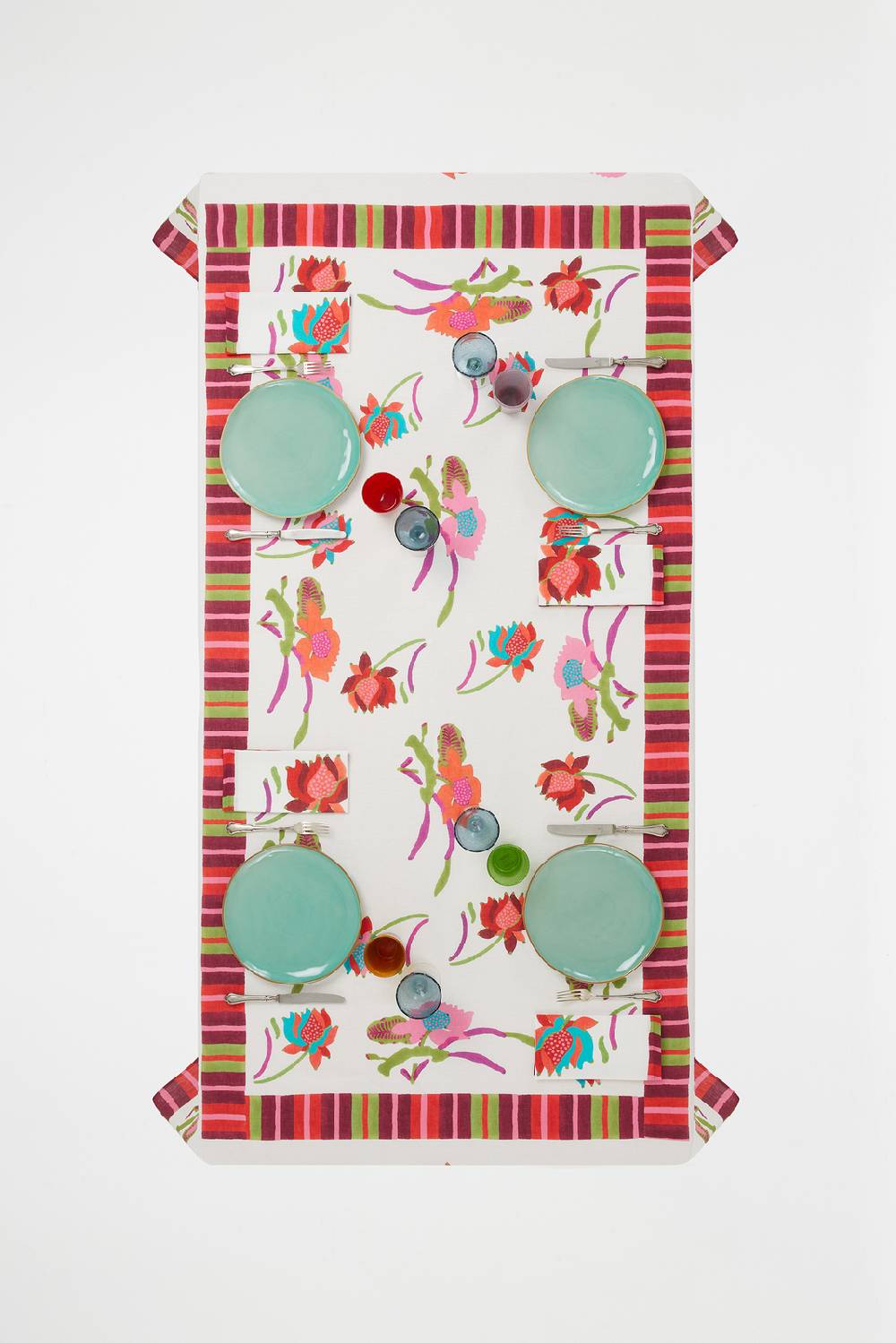 Lisa Corti telo lino 180x350cm japanese white red Offerte speciali