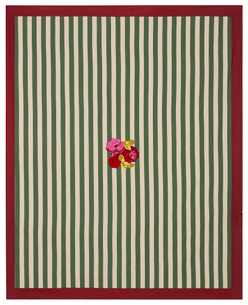 Lisa Corti telo cotone 220x270cm nizam stripes green natural Super Saving Price