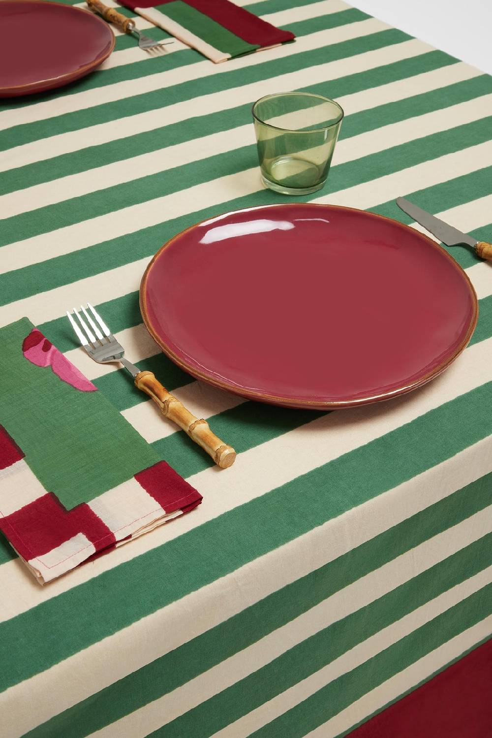 Lisa Corti telo cotone 220x270cm nizam stripes green natural Super Saving Price