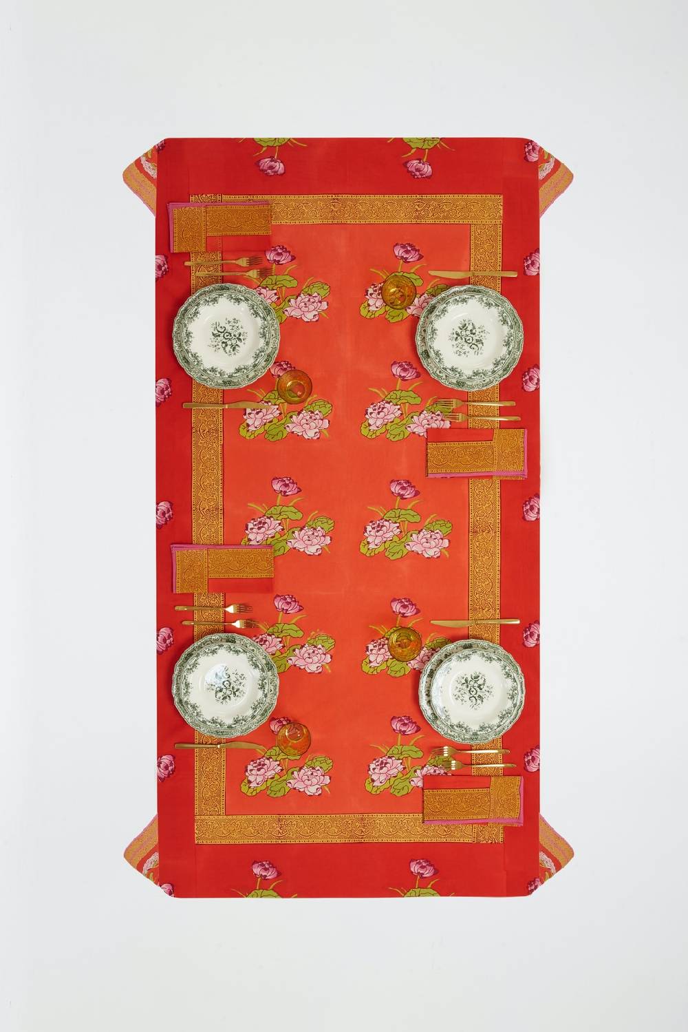 Lisa Corti telo cotone 220x270cm tea flower red orange Rilascio limitato