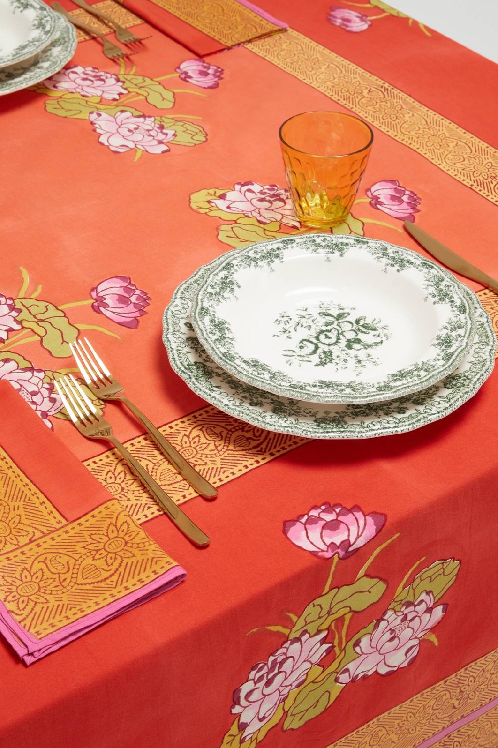 Lisa Corti telo cotone 220x270cm tea flower red orange Rilascio limitato