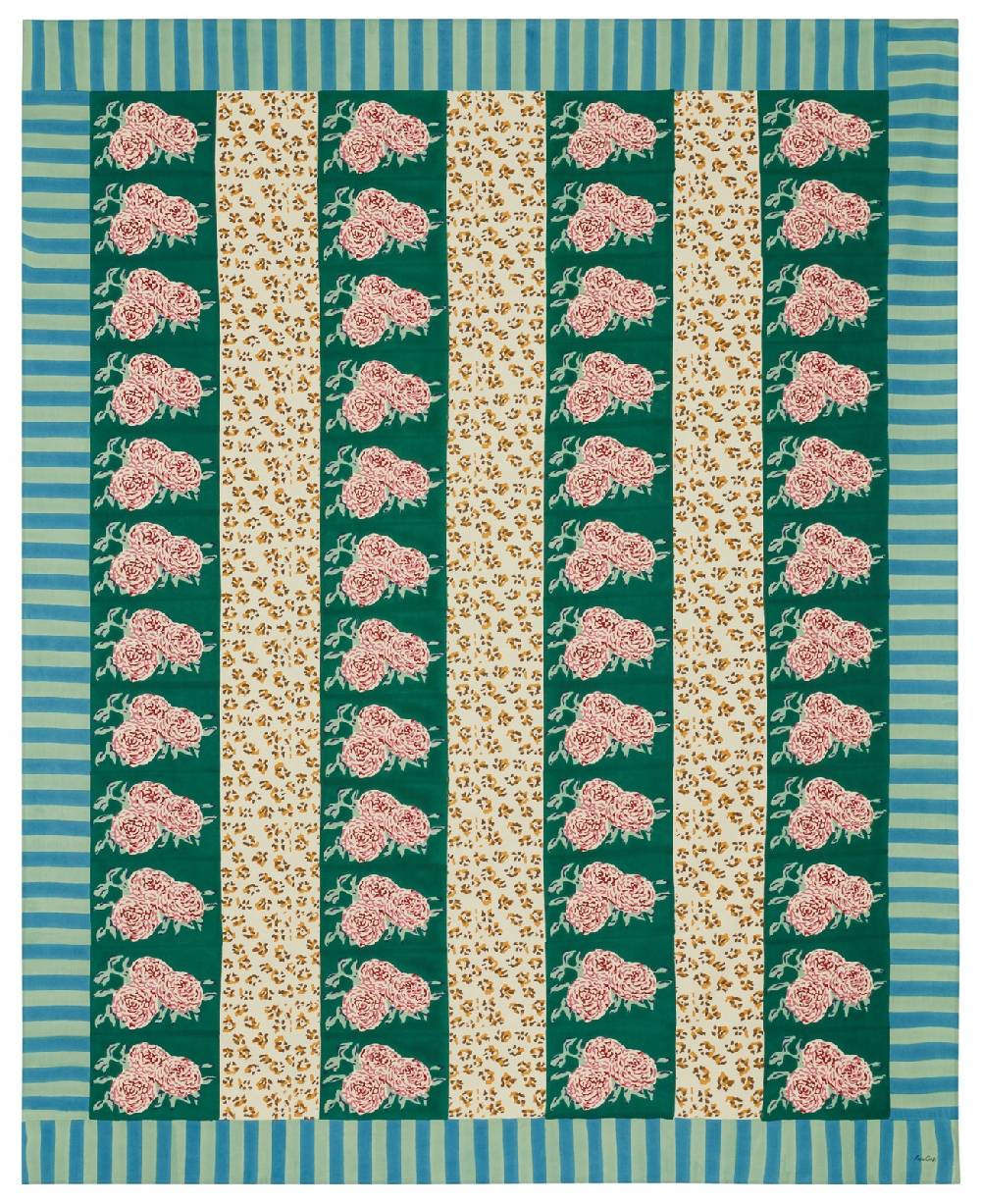 Lisa Corti telo cotone 220x270cm leopard stripes green Fino al 60% di sconto