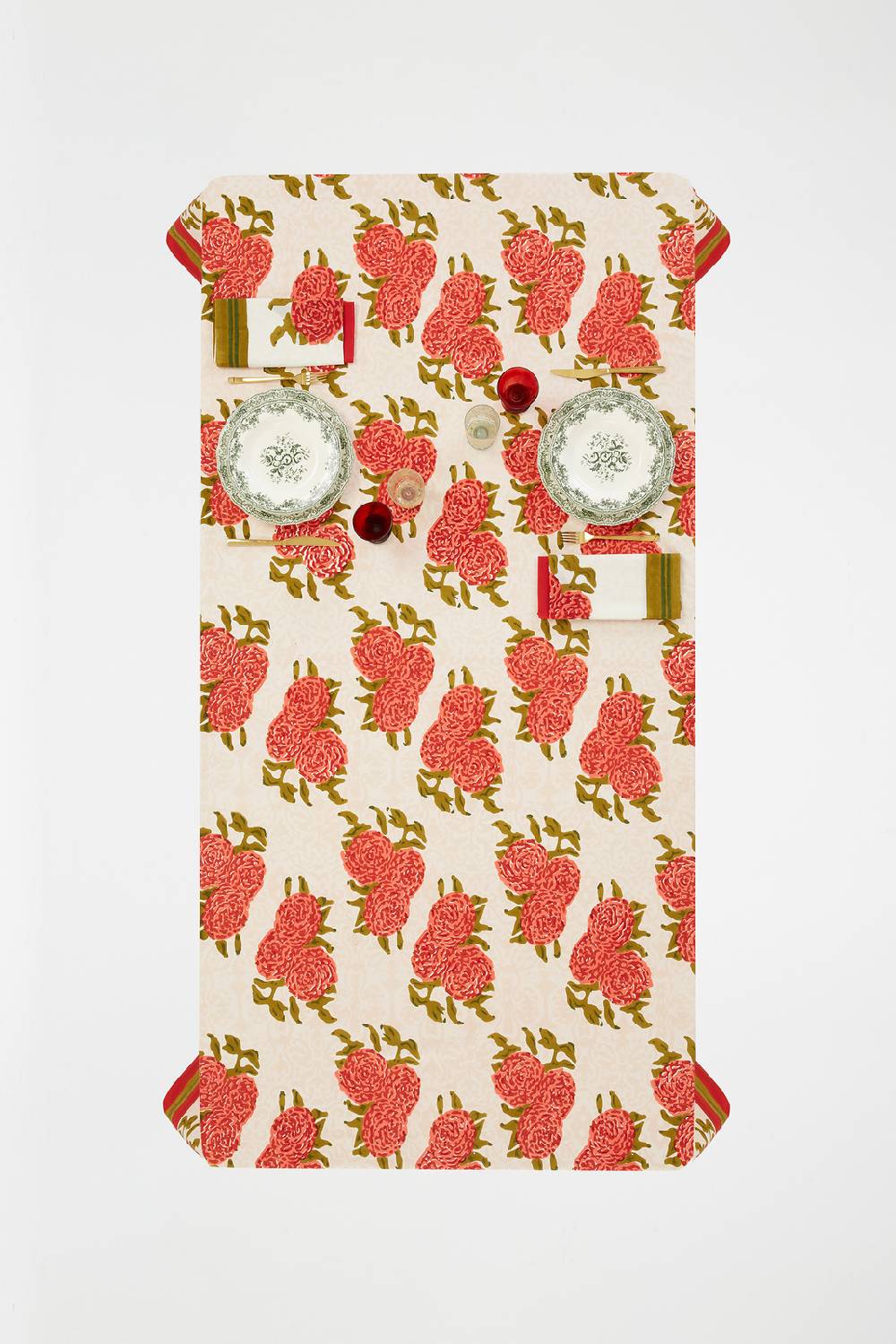 Lisa Corti telo cotone 220x270cm leopard bouquet red Fino al 65% di sconto