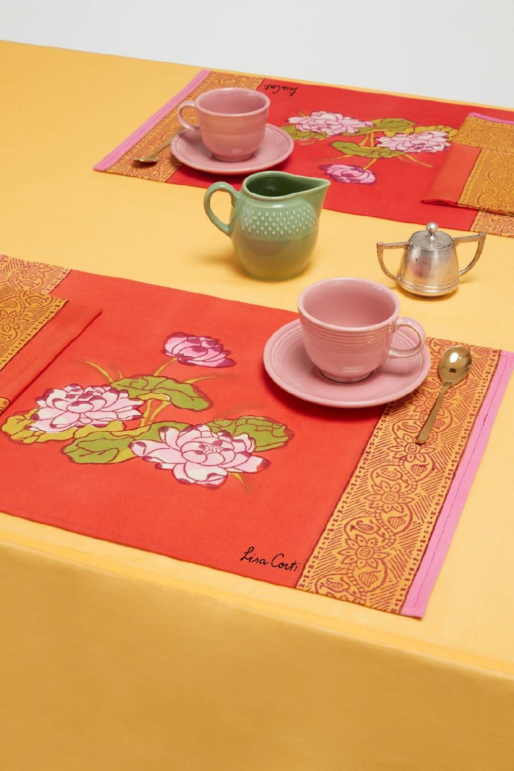 Lisa Corti tovaglietta cotone 35x48cm tea flower orange 50% di sconto con spedizione gratuita