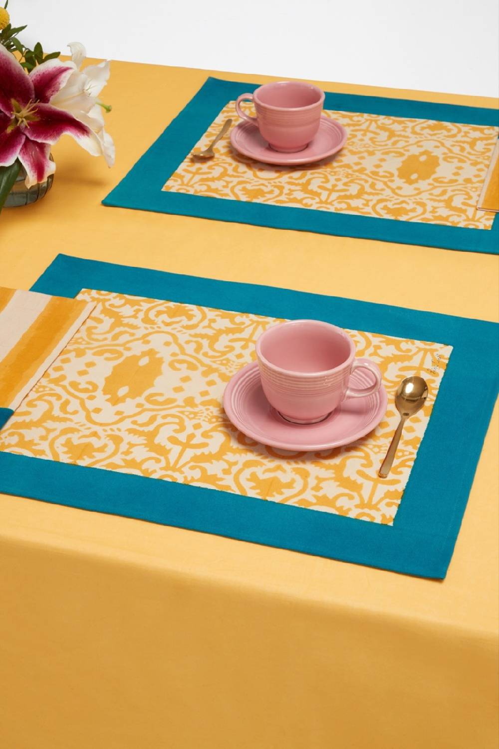 Lisa Corti tovaglietta cotone 35x48cm damask design gold Black Friday Prezzi