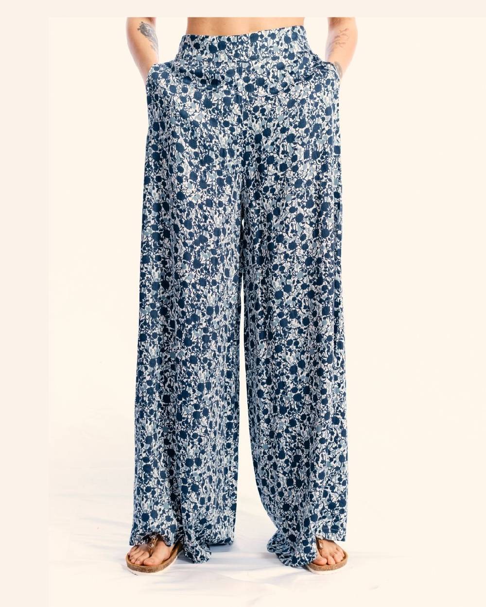Ordi.to Accessori PANTALONE MATILDE - STAMPA AZALEA BLU In Vendita