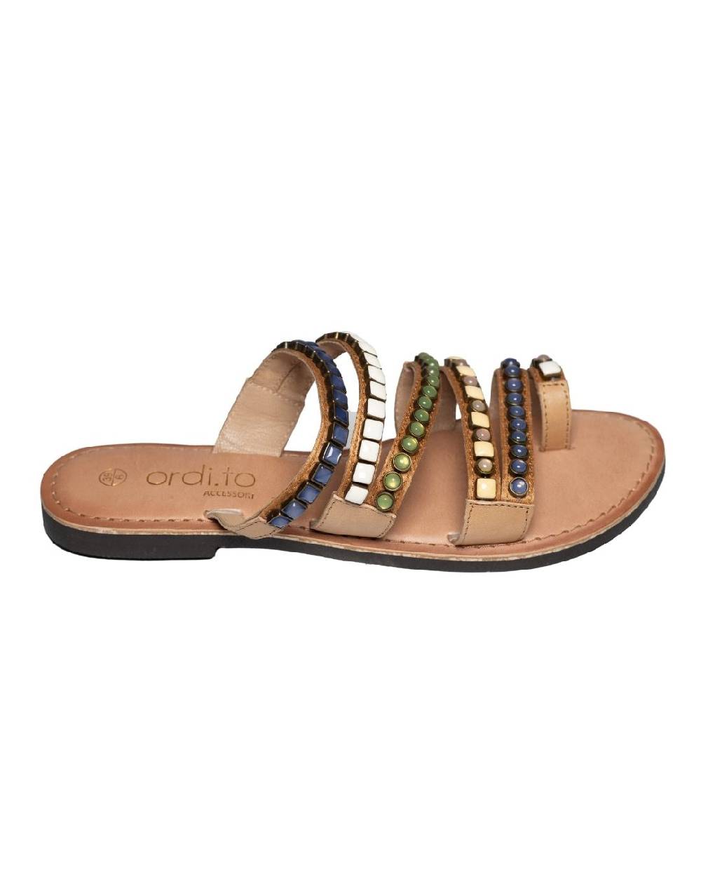 Ordi.to Accessori SANTORINI- sandalo con ricamo pietre Nuovo