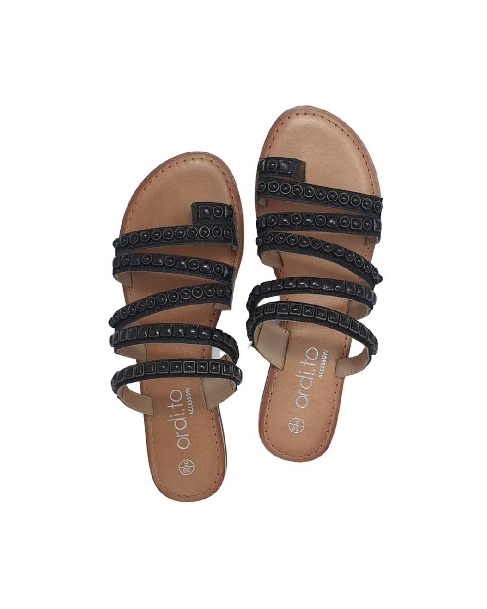 Ordi.to Accessori SANTORINI- sandalo con ricamo pietre Nuovo