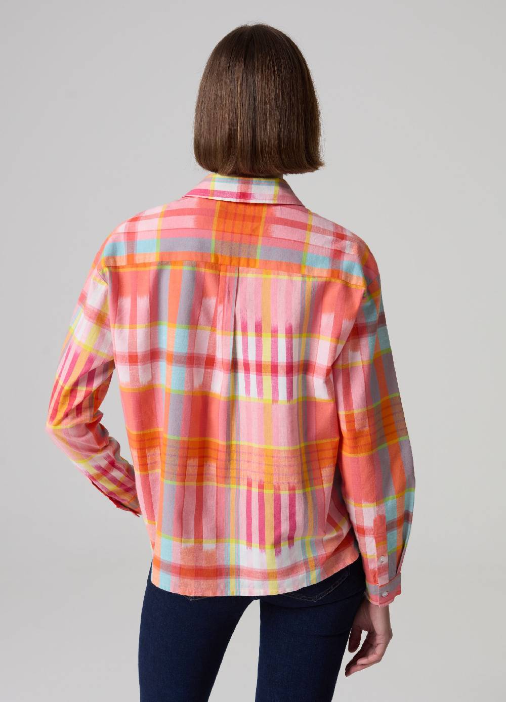 Ovs Camicia in cotone e lino fantasia check Vendita Calda