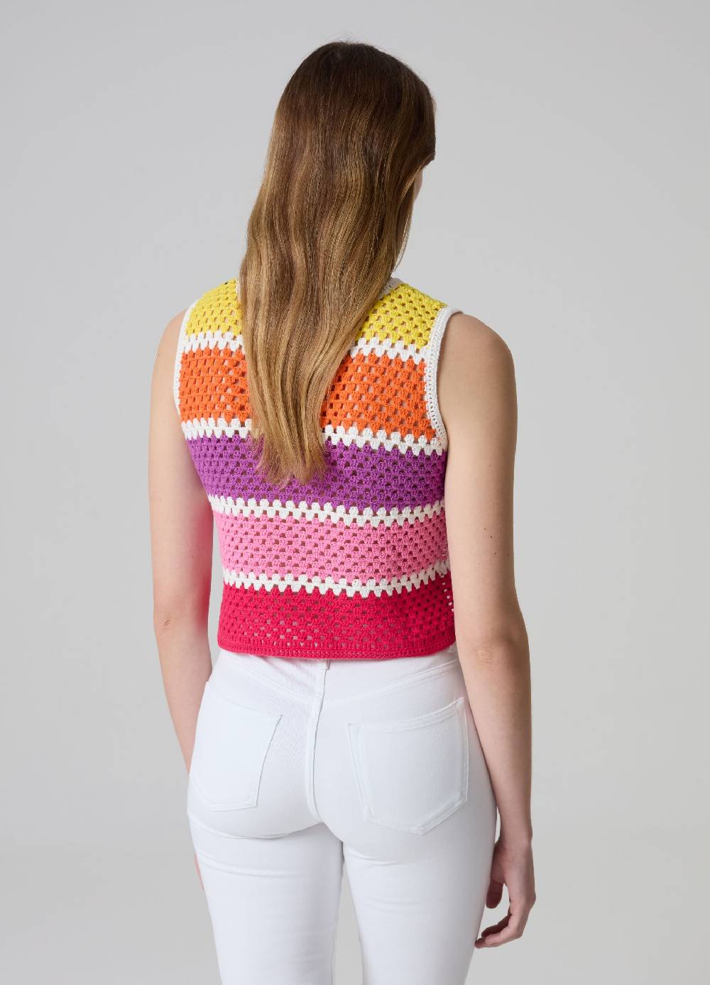 Ovs Tank top crochet a righe multicolor Sottocosto
