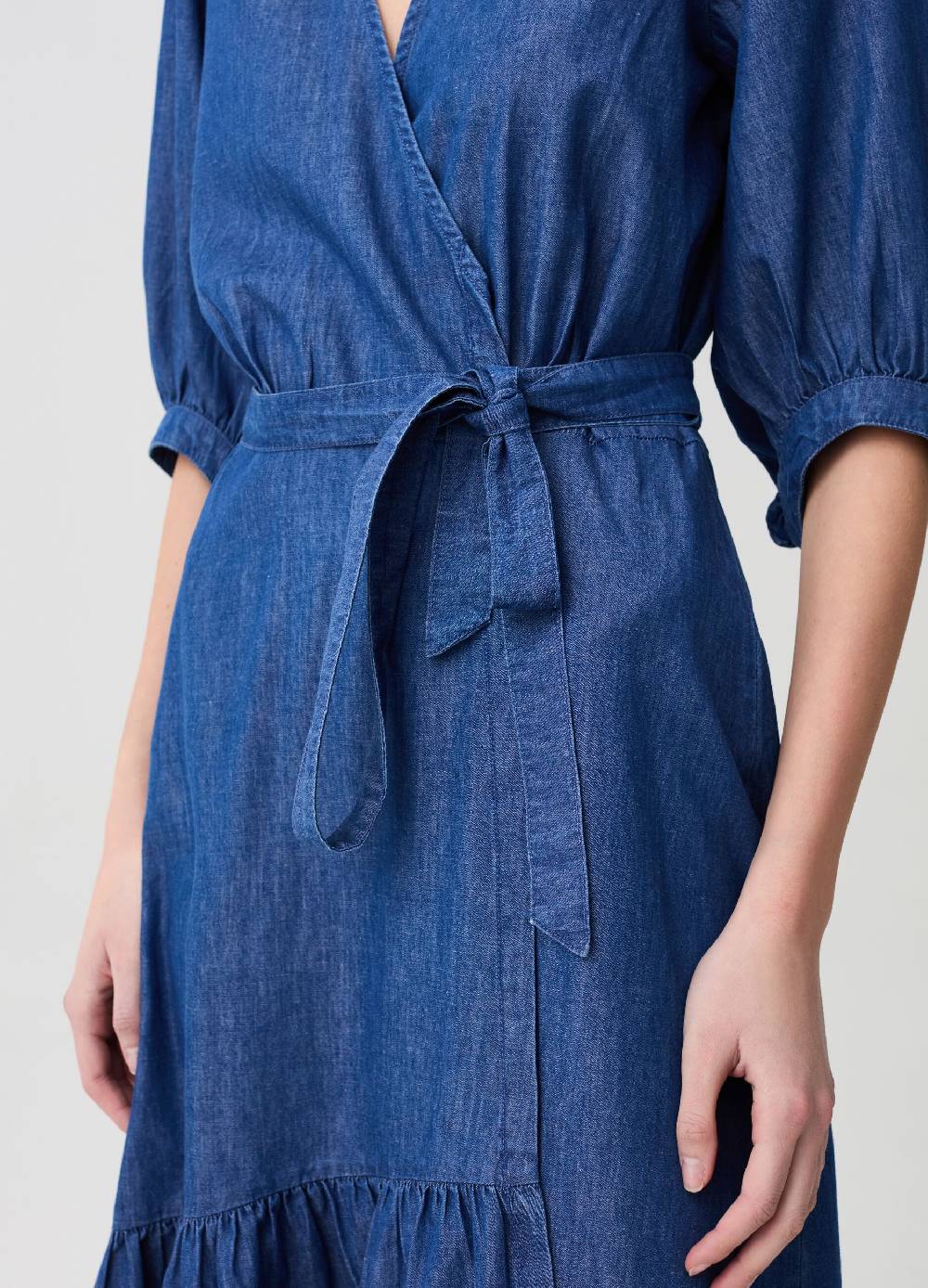 Ovs Abito midi in denim a portafoglio Vendita Calda