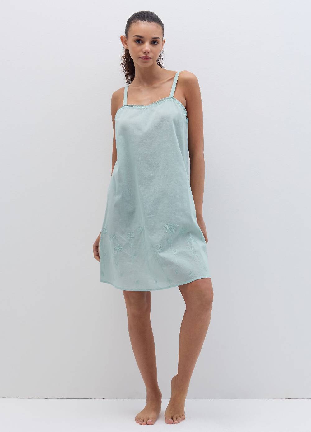 Ovs Camicia da notte in cotone con ricamo Vendite Flash