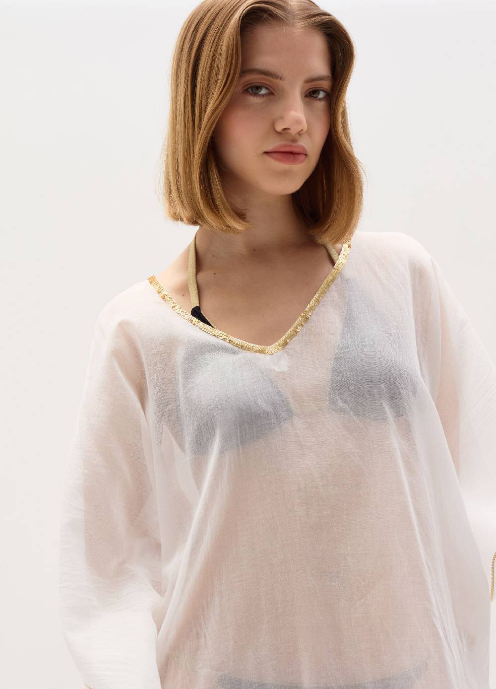 Ovs Poncho copri costume con profili in lurex Italy