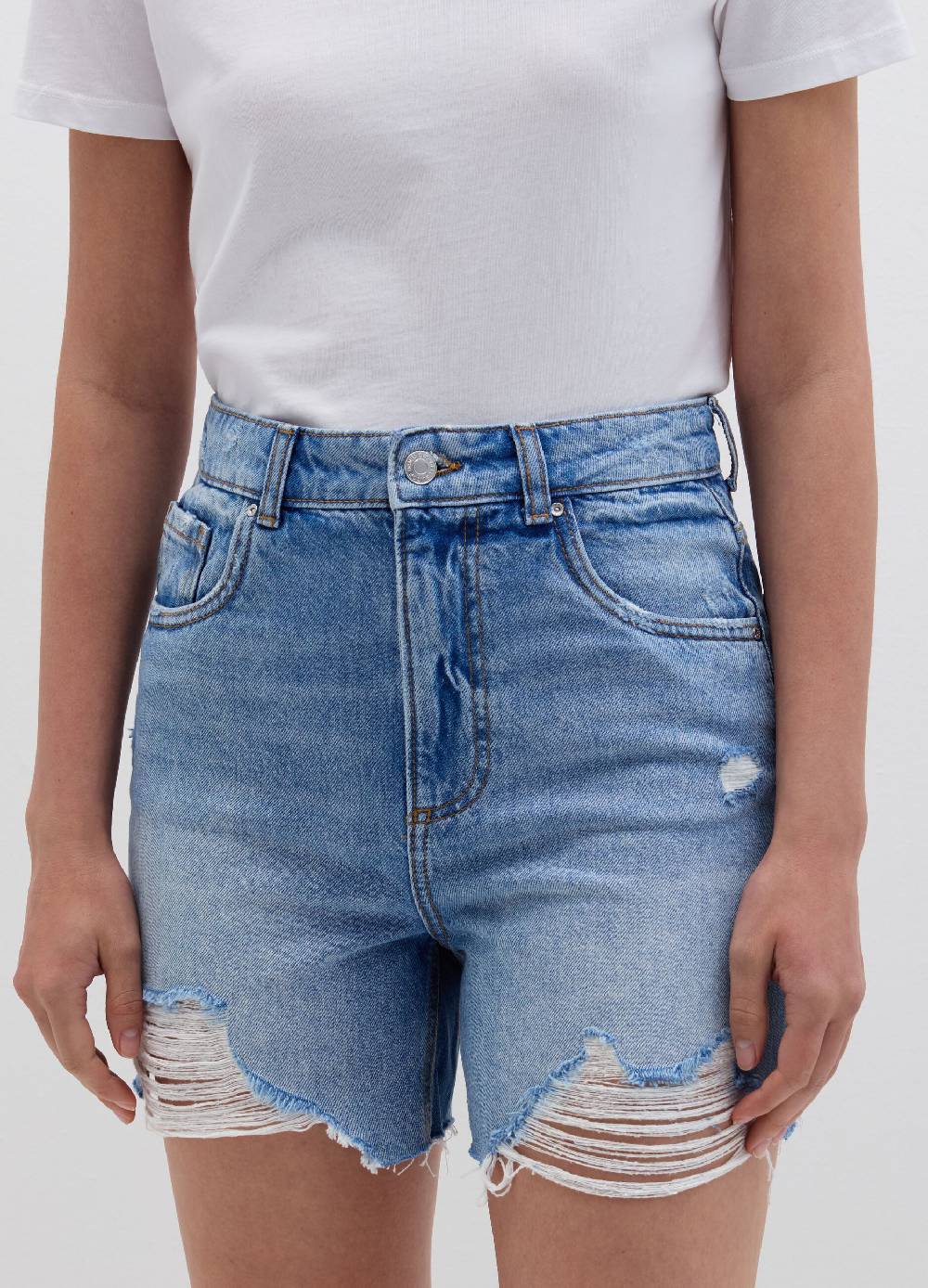 Ovs Shorts mom fit in denim con strappi Hotsell