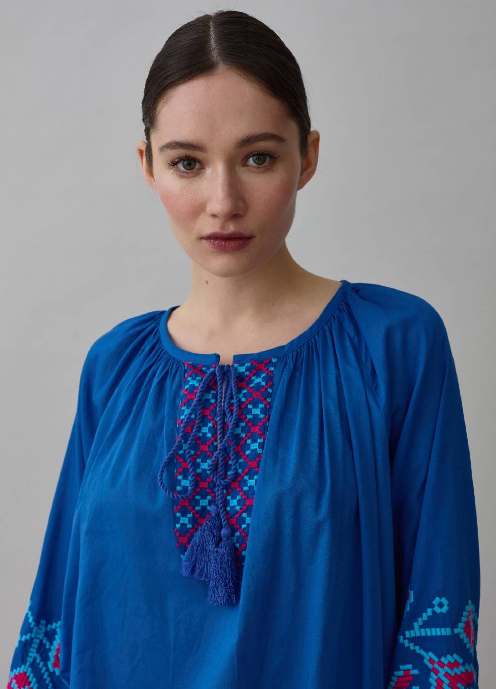 Ovs Blusa over con ricami etnici e nappine Saldi Di Fabbrica