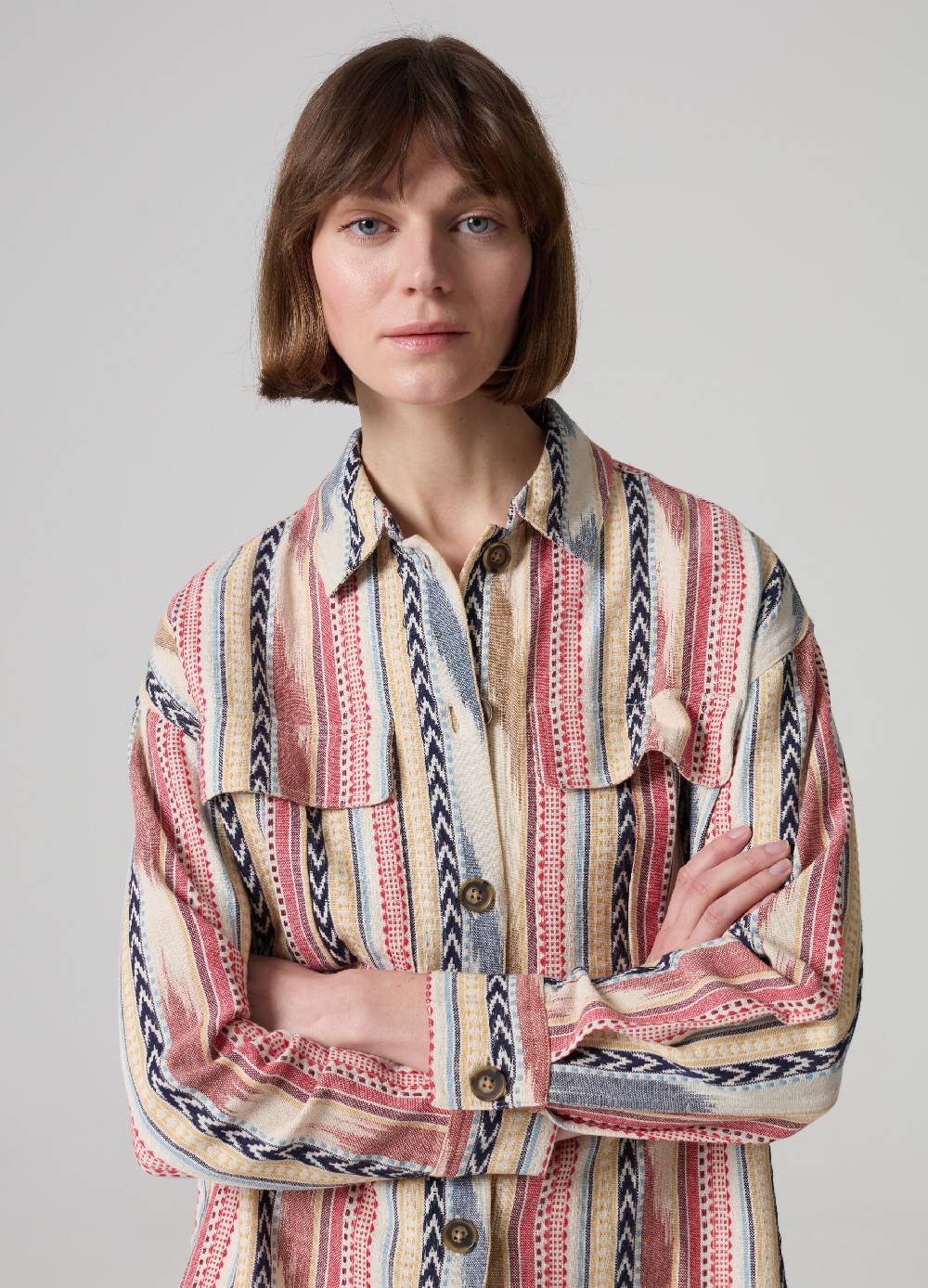 Ovs Shacket a righe multicolor con disegni etnici In Saldo