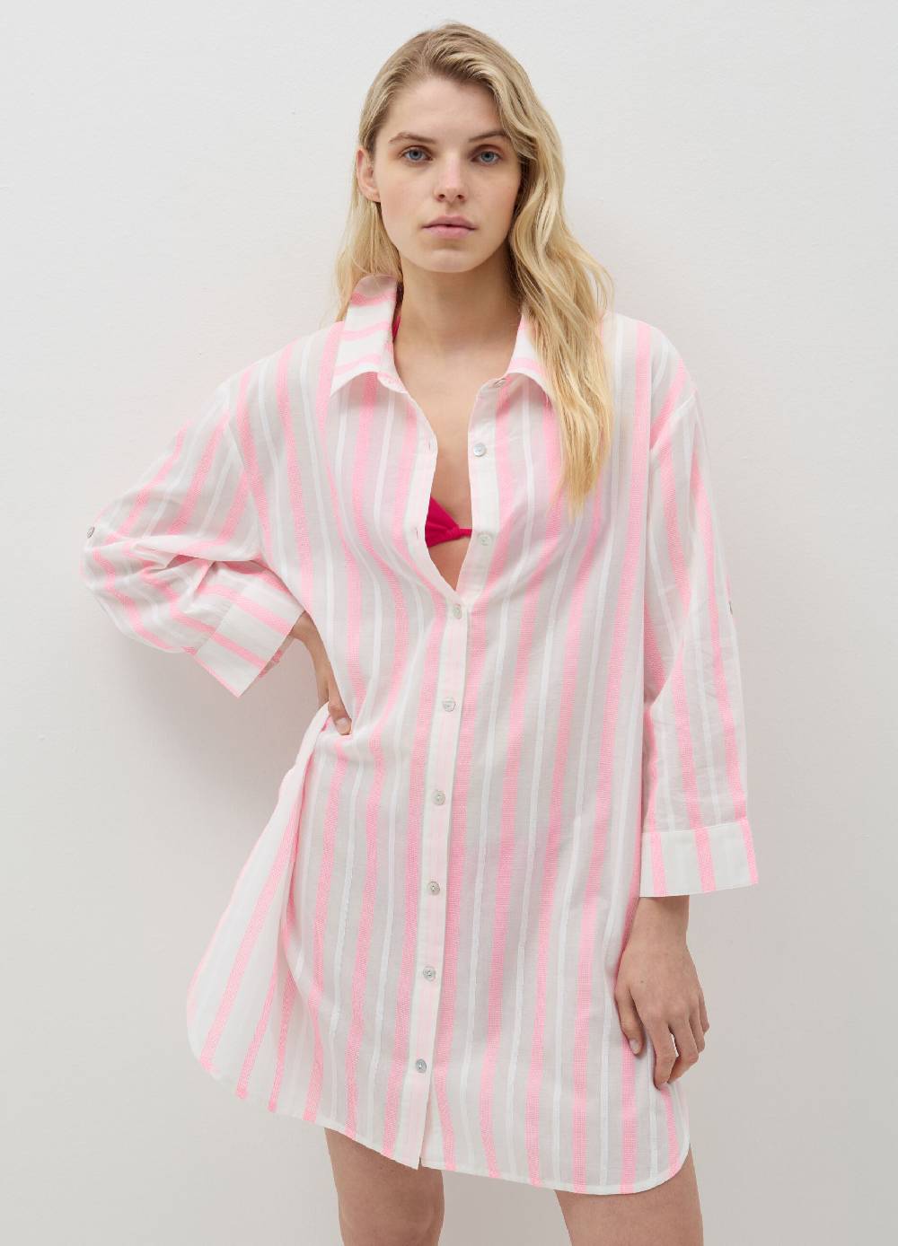 Ovs Camicia copri costume a righe con ricamo