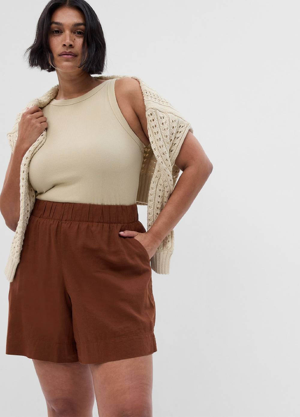 Ovs Shorts pull on in lino e viscosa Vendita