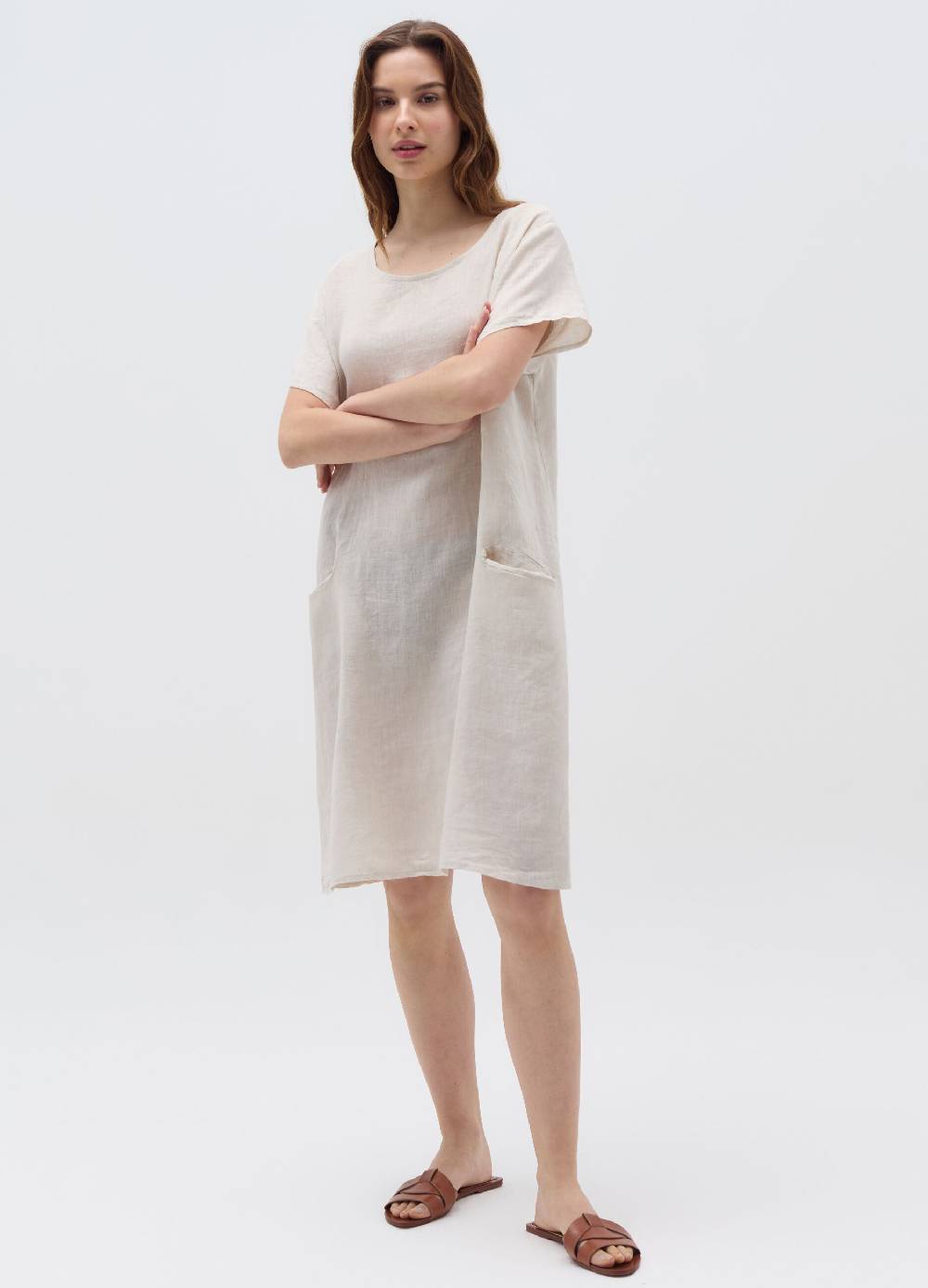 Ovs Vestito corto in lino con tasche Fino Al -60%