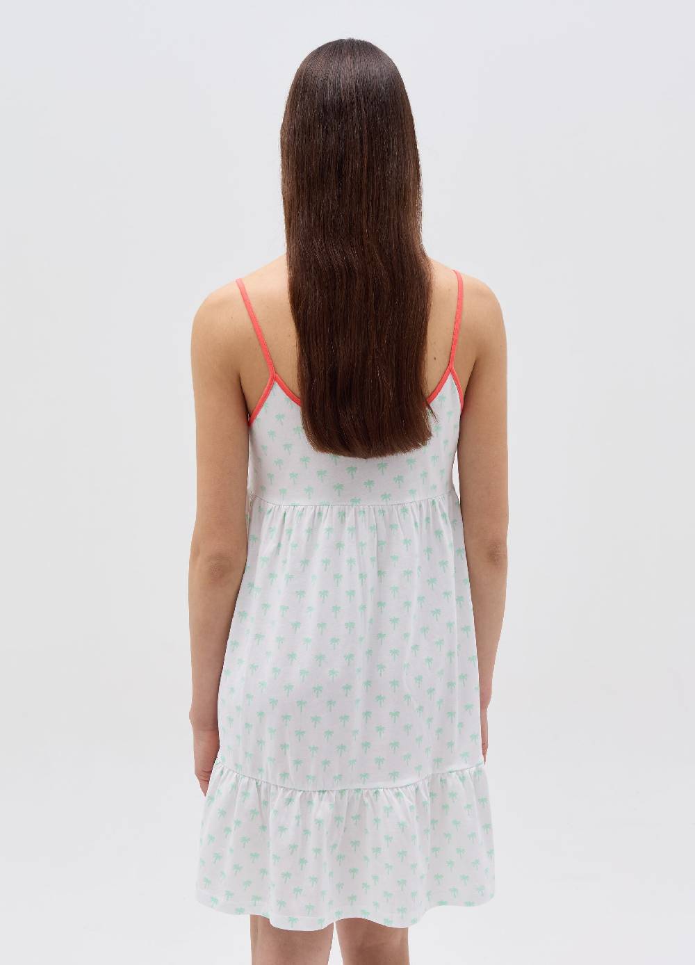 Ovs Camicia da notte con balza stampa palme Presa