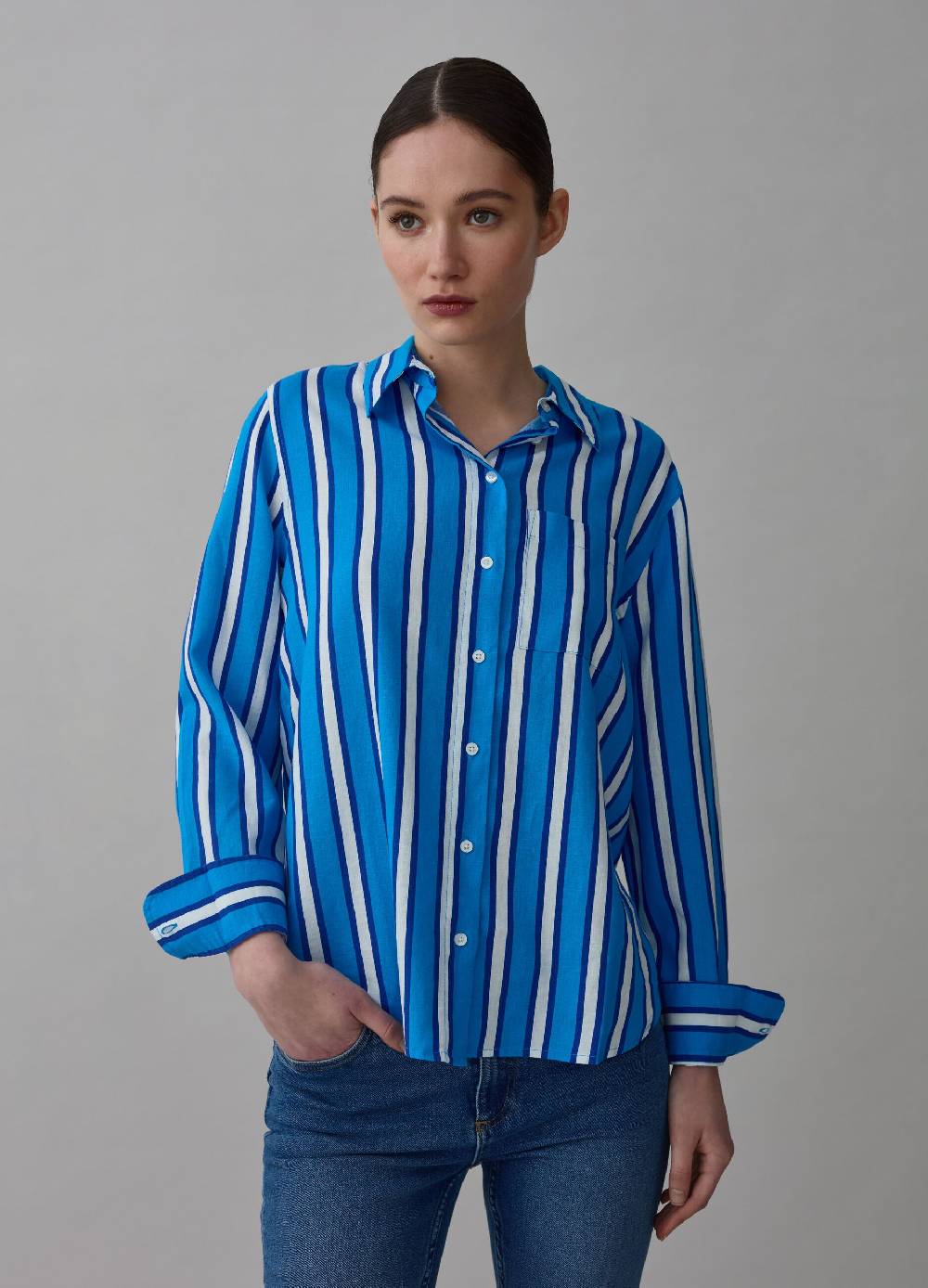 Ovs Camicia in lino e viscosa a righe In Vendita