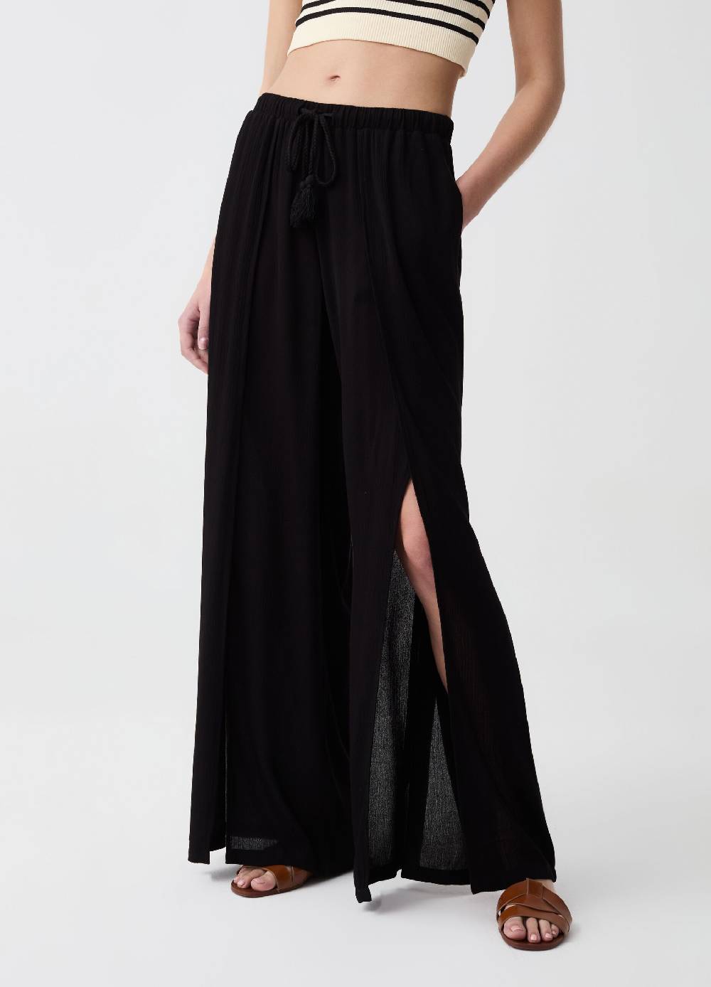 Ovs Pantalone palazzo wide leg con spacchi Nuovo