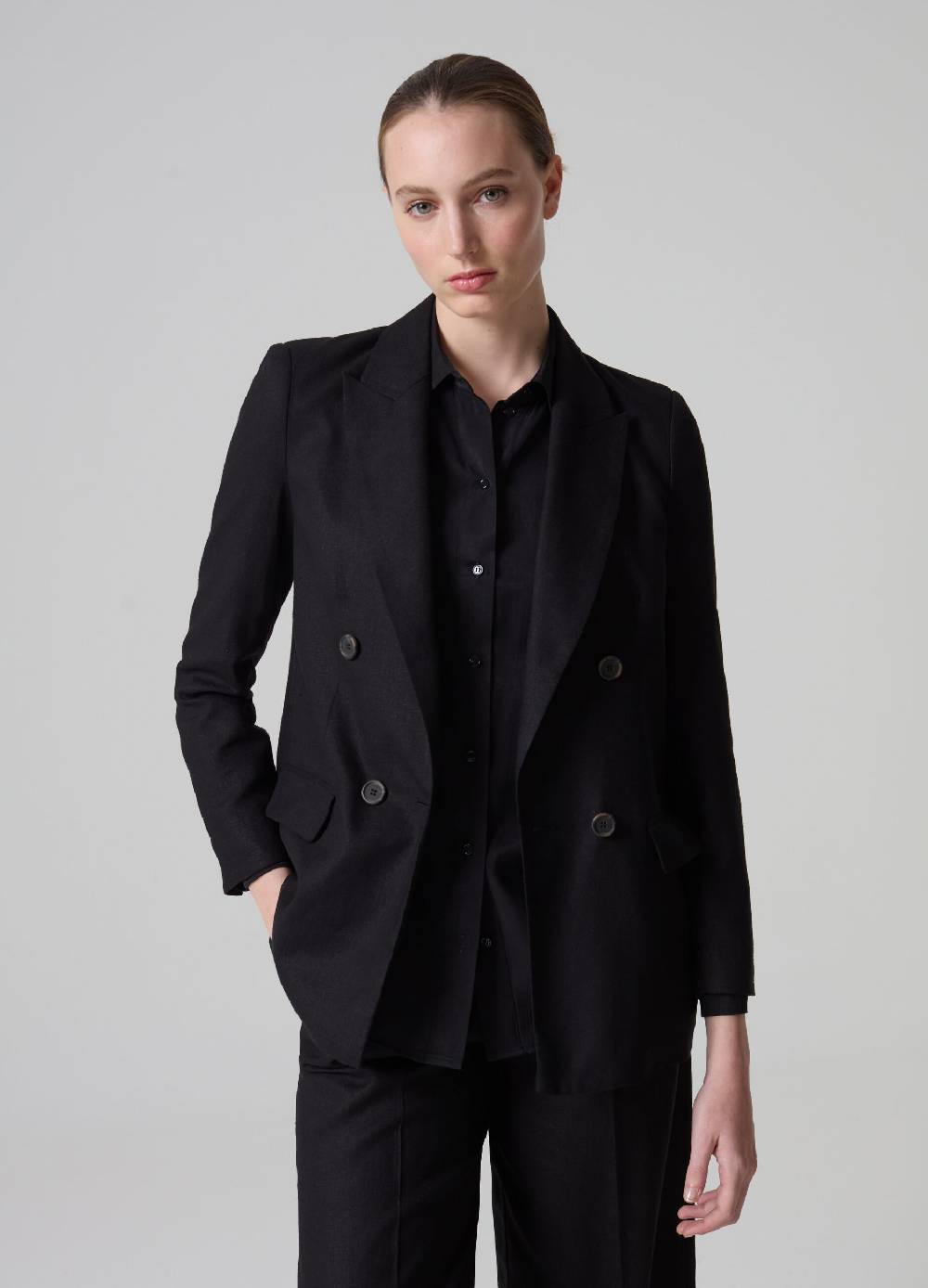 Ovs Blazer doppiopetto in lino e viscosa PIOMBO