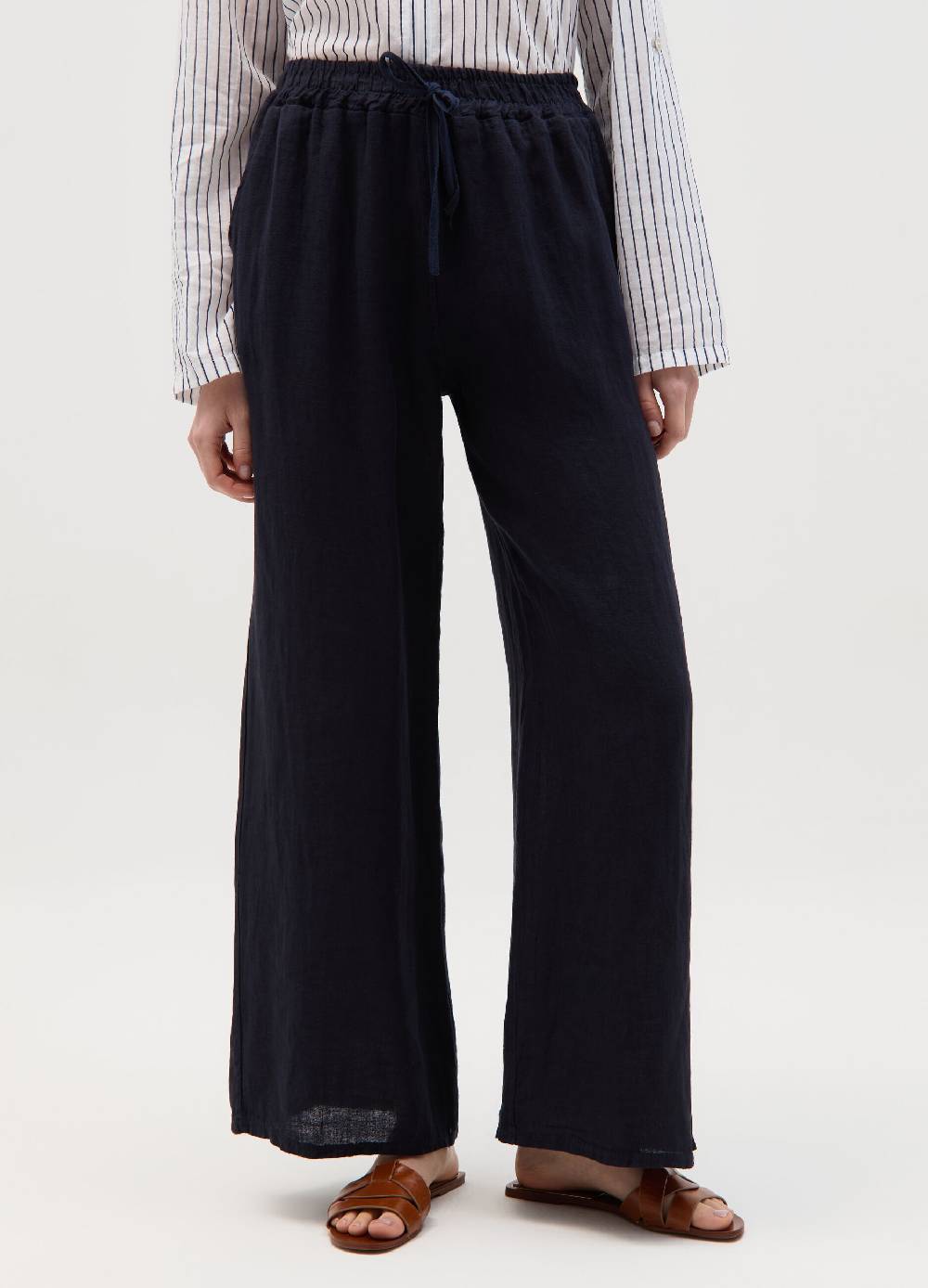 Ovs Joggers wide leg in lino con coulisse Super sconto