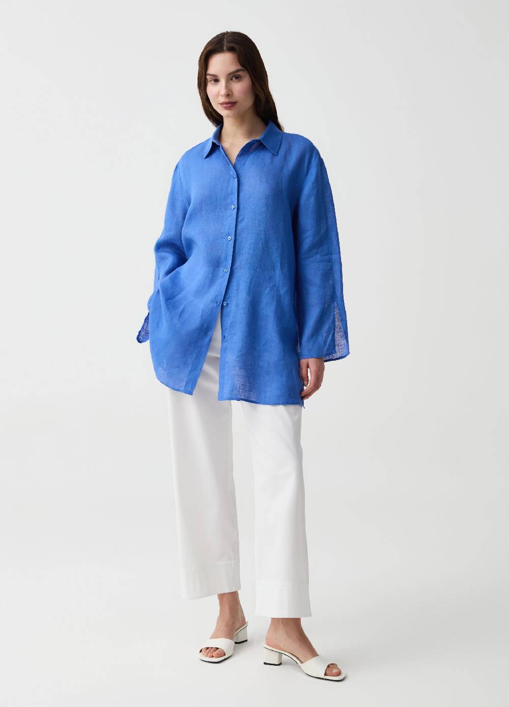 Ovs Camicia lunga in lino con spacchi Online